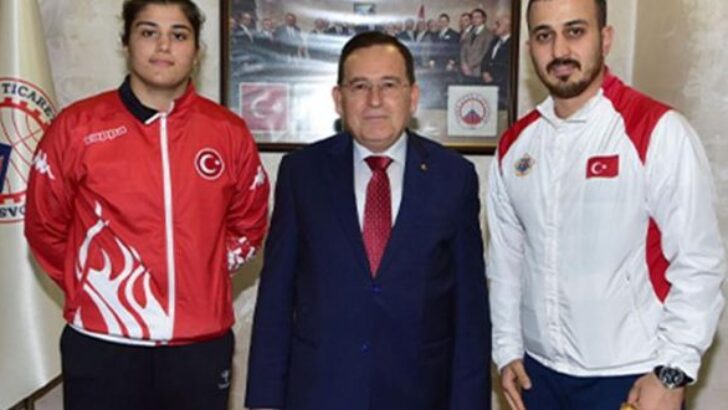 Dünya Şampiyonu Busenaz Sürmeneli TTSO’yu ziyaret etti