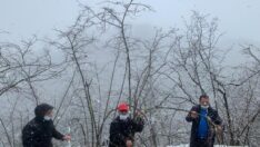 Arslantürk,fındık bahçelerindeki tespitlerini karlı havaya rağmen sürdürüyor