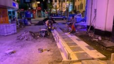 Uzun Sokak’ta Çalışmalar Gece Boyu Sürüyor
